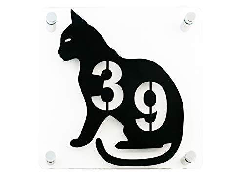 Hausnummer Tierfreunde Katze - Türnummer - Nummer - Acrylglas von MeinPlexi