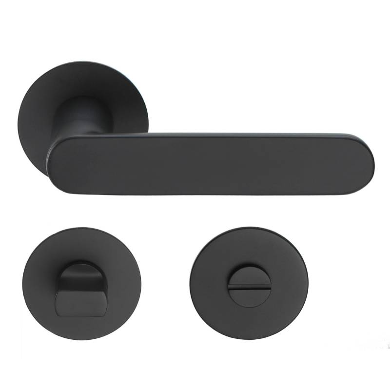 MeinTürgriff Drückergarnitur Georgetown Flachrosette Schwarz Matt Türdrücker WC von MeinTürgriff
