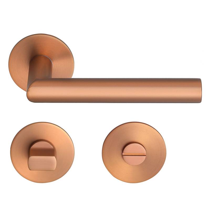 MeinTürgriff Drückergarnitur Toulouse Flachrosette Roségold Türdrücker  WC von MeinTürgriff
