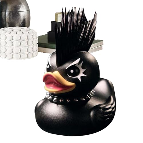 Duckieville Ente Figuren Harz Böse Gummiente Statuen Rock Ente Gothic Skulptur Punk Tierfigur Sammelfiguren Duckieville Ente Home Decor von Meindin