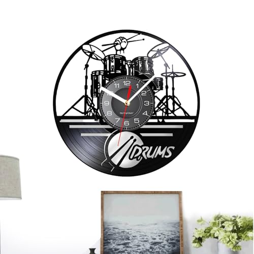 Meindin Schallplattenuhr – Schwarze Rock-and-Roll-Wanduhr – Heimdekoration für Musik-Partys, Musikdekorationen, einzigartig für Ihre Freunde und Familie, Wandkunst von Meindin