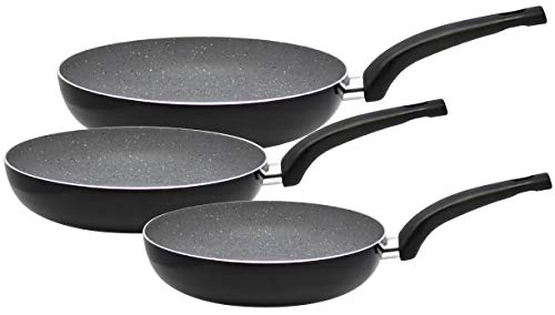 Meine Küche by ELO Pfannenset DOLOMIT, Aluminium Bratpfannen mit Antihaftversiegelung, Pfannen für Ceran-, Gas-, Elektro-, Induktionsherde - spülmaschinengeeignet, Menge: 1 x 3er Set von Meine Küche by ELO
