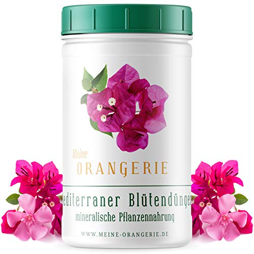 Meine Orangerie Mediterraner Blühpflanzendünger [1kg] - Profi-Pflanzendünger für Blühpflanzen - Spezialdünger für Oleander, Bougainvillea, Dipladenia, etc. - Blumendünger für Kübelpflanzen von Meine Orangerie