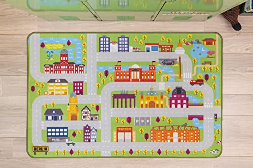 Meine Spielmatte - Spielteppich Berlin - Spielteppiche fürs Kinderzimmer, Krabbeldecke Baby, Kinderteppich mit Straßen, Spieldecke Kinder, Wählen Sie Ihre Stadt - 100x150 cm von Meine Spielmatte