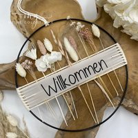 Türkranz Altrosa Weiß Hortensie | Makramee Loop Metallring Trockenblumen Floral Hoop Personalisiert Geschenk von MeineGoldstuecke