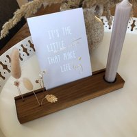 Fotohalter „2In1" Blumenleiste Aus Teak Für Trockenblumen Kartenhalter Hochzeit Geburtstag Geschenk Fotoleiste Blumenwiese Holz Deko, Klein von MeineHolzWerkstatt