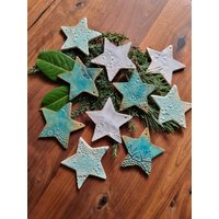 10 Er Set Keramik Christbaumschmuck Oder Geschenkanhänger von MeineIdeenwerkstatt