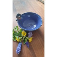 Blau Glänzende Schale Mit Igel Keramik von MeineIdeenwerkstatt
