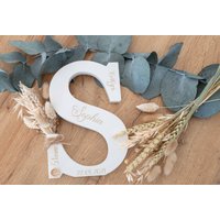 Deko Holzbuchstabe Mit Trockenblumen/Naturfarben Geschenk Zur Geburt Personalisierbar Kinderzimmer von MeineKreativeSeiteDE