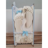 Gefaltetes Buch/Buchfaltkunst Baby Füße + Name Geschenk Geburt Gefaltet Individuell Gestaltet von MeineKreativeSeiteDE