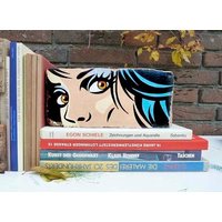Buchstütze Bookend Ziegelstein Backstein Regaldeko Schwarze Haare von MeineSonnigeART