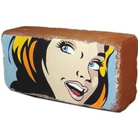 Buchstütze Ziegelstein Pop Art Deko Regal Comic Blond Upcycling Blick Zurück von MeineSonnigeART