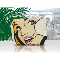stein Ziegelstein Buchstütze Pop Art Backstein Deko Regal Comic Blond Upcycling Handbemalt von MeineSonnigeART