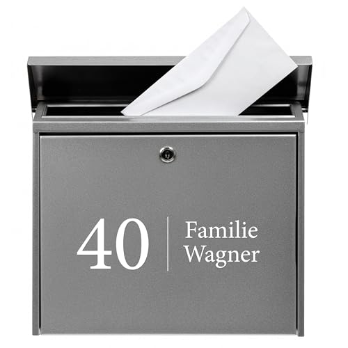 Meinearmbänder® Personalisierter Briefkasten Aufkleber – Hausnummer, Familienname & Straßenname | Selbstklebende wetterfeste Vinylfolie in Schwarz oder Weiß für Haustür & Briefkasten von Meinearmbänder