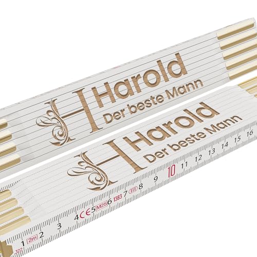 Personalisierter Zollstock 2 m – Holz-Meterstab mit Namensgravur auf beiden Seiten – Robustes Maßwerkzeug – Geschenk für Handwerker, Heimwerker & Bauprofis – Made in Germany von Meinearmbänder