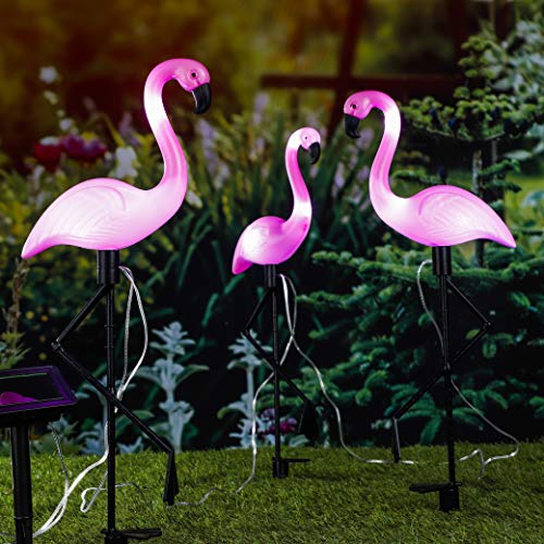 Garten-Beleuchtung Gartenfigur Design Solarleuchte Flamingo 3er Set Höhe 52 cm LED SOLAR Sensor NEU von Meinposten