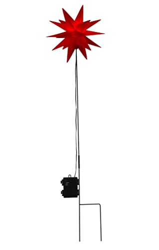 Gartenstecker Stern Weihnachtsstern LED weiß rot Batterie 25 cm Stern Timer (Rot) von Meinposten