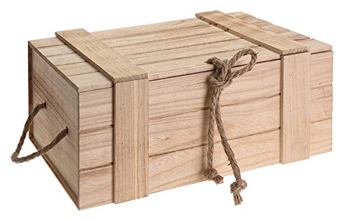 Holzkiste mit Deckel geflammt vintage alt Truhe Natur Kiste Weinkiste B-WARE (Groß: H 18 x B 42 x T 30 cm) von Meinposten