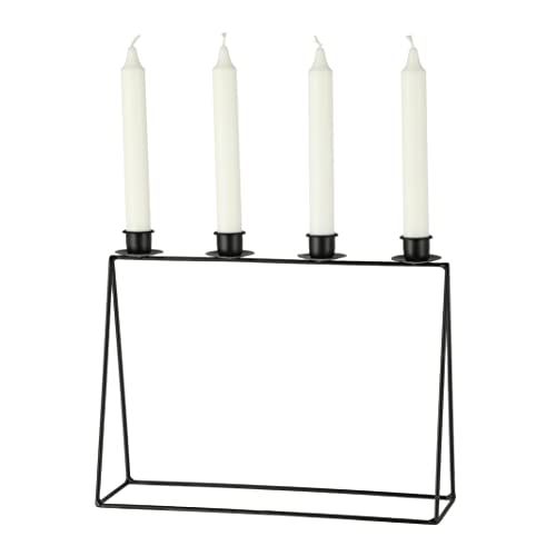 Kerzenständer schwarz Metall Kerzenleuchter Deko Kerzenhalter für 4 Stabkerzen von Meinposten