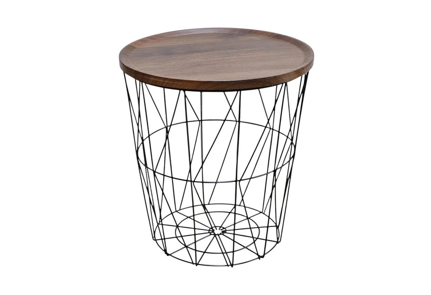 Meinposten Beistelltisch Couchtisch Stauraumtisch Metalltisch mit Holzplatte Nussbaum 37x39 (2-St), Tischplatte aus Nussbaum von Meinposten