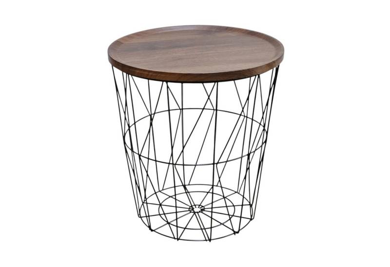 Meinposten Beistelltisch Couchtisch Stauraumtisch Metalltisch mit Holzplatte Nussbaum 37x39 (2-St), Tischplatte aus Nussbaum von Meinposten