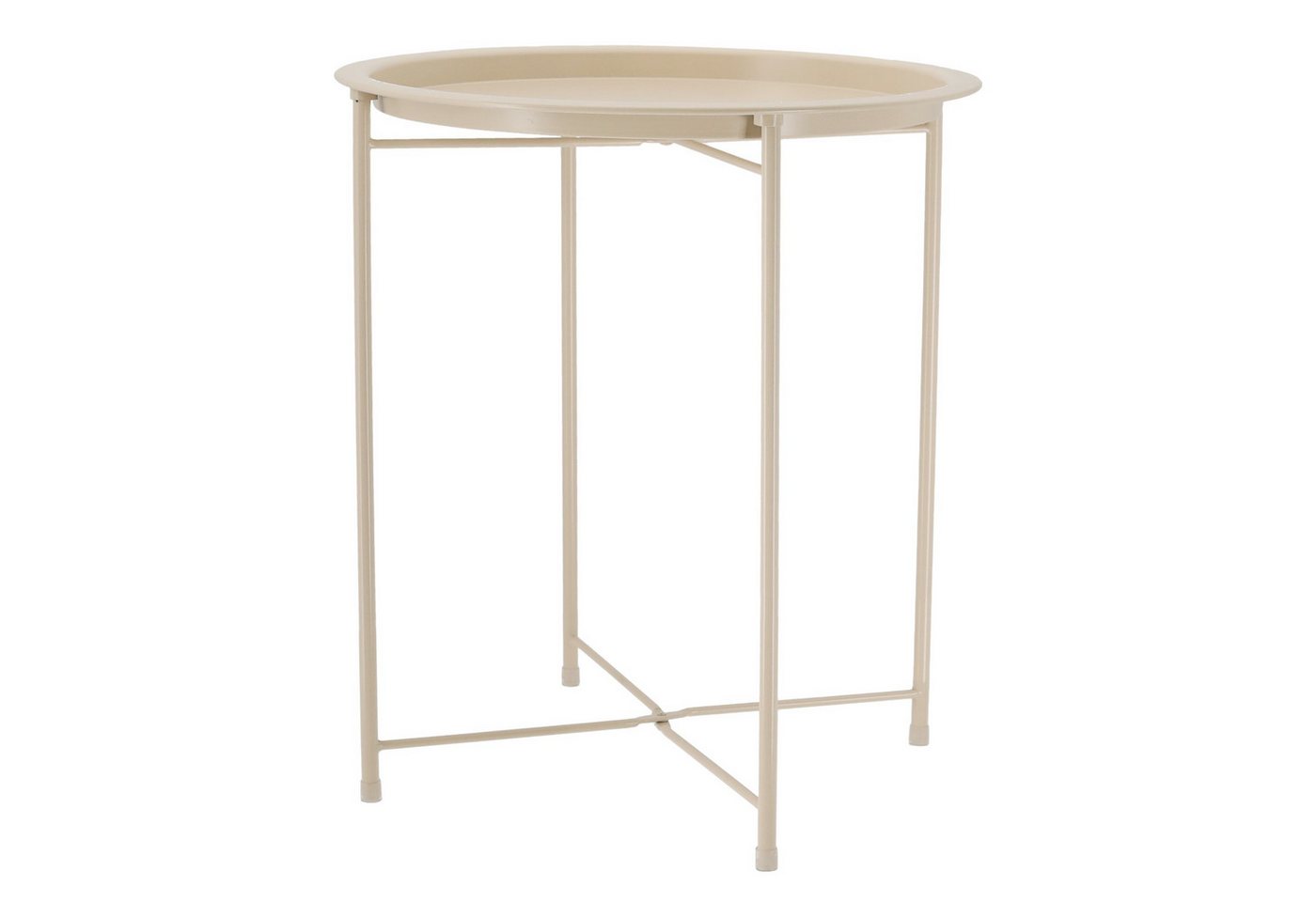 Meinposten Beistelltisch Metalltisch beige rund 37x42 cm mit Tablett Ablagefläche Couchtisch (1-St., Tablett mit Ständer), klappbar von Meinposten