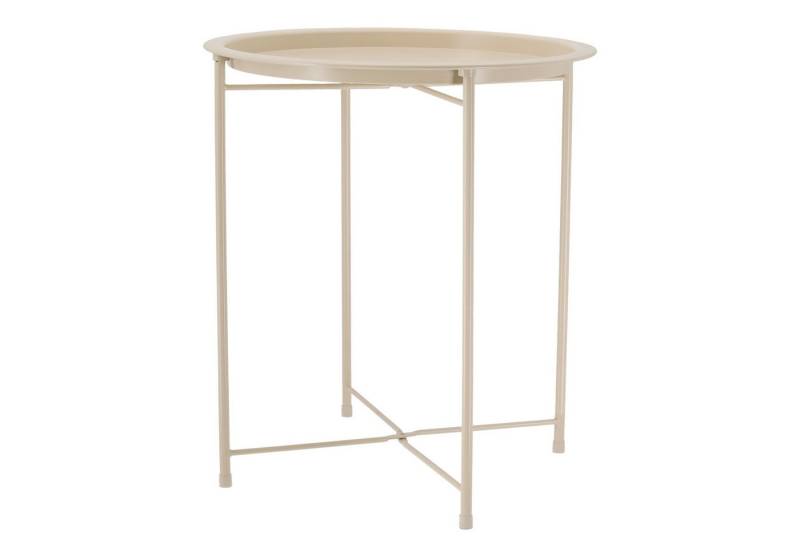 Meinposten Beistelltisch Metalltisch beige rund 37x42 cm mit Tablett Ablagefläche Couchtisch (1-St., Tablett mit Ständer), klappbar von Meinposten