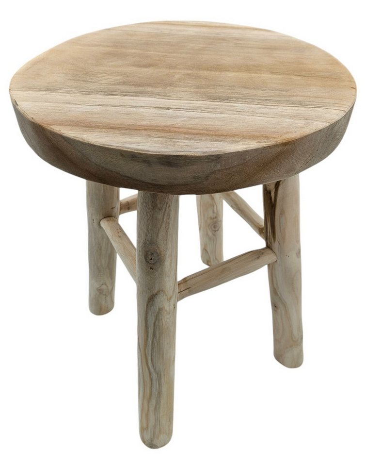 Meinposten Beistelltisch Teakholz Tisch Natur rund Dekotisch Pflanzentisch Braun Holz Ø30cm (1-St) von Meinposten