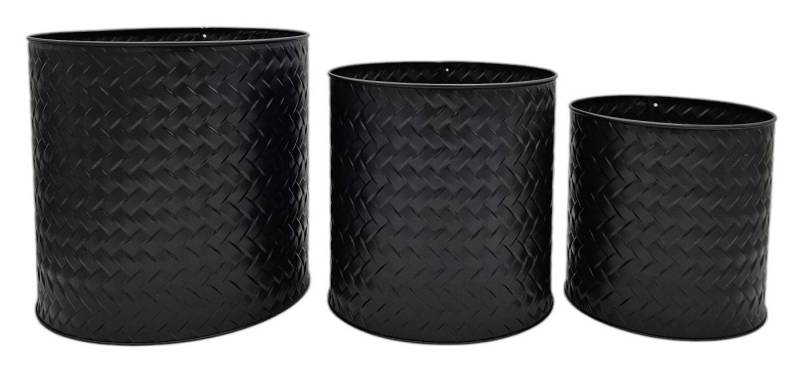 Meinposten Blumentopf Blumentopf Übertopf Pflanzenkübel 3er Set schwarz rund Metall (3er Set, 3 St), Das Set ist Wasserdicht geeignet für Innen- wie Außenbereich von Meinposten