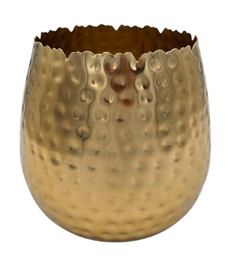 Meinposten Blumentopf Übertopf Vase gold Metall Hammerschlag 18x18 cm Pflanztopf (1 St), Windlicht von Meinposten