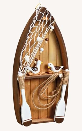 Meinposten Boot Wanddeko Schiff braun Holz maritim Wandbild Wandbehang Strand Beach 26x13cm von Meinposten