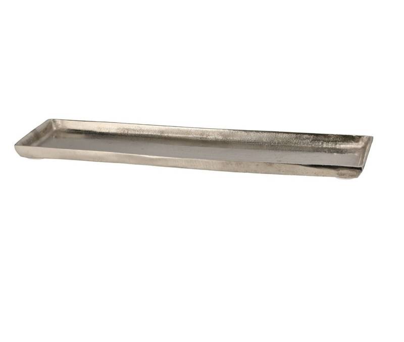 Meinposten Dekoschale Dekotablett Dekoschale Metall silber Tischdeko Schale Tablett 42x12 (1 St) von Meinposten