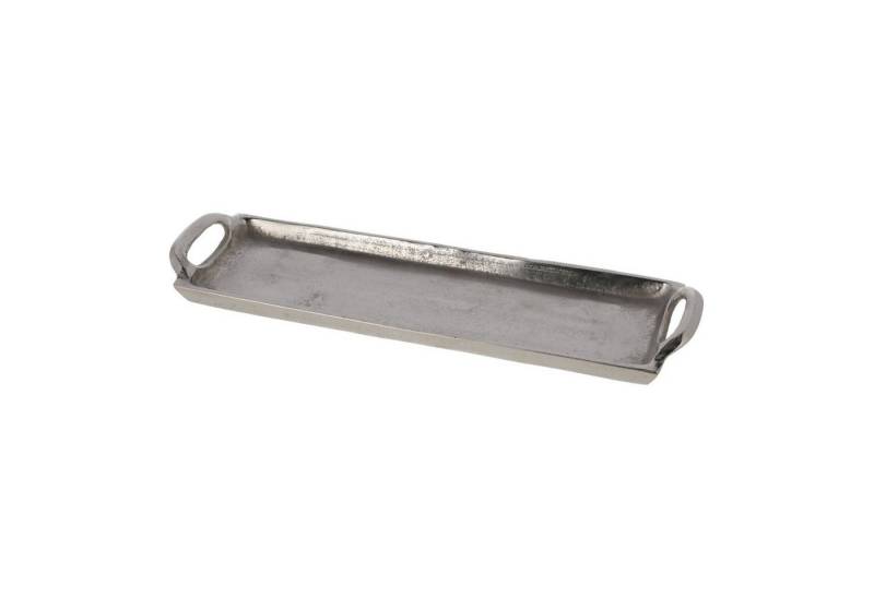 Meinposten Dekoschale Dekoteller Metallteller Tablett silber 30x12 cm massiv Schale (1 St) von Meinposten