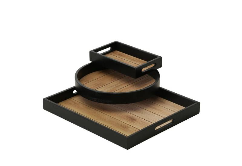 Meinposten Dekotablett Landhaus-Stil Tablett Schwarz Klein Mittel Groß Rund Rechteck Holz (1 St), vielfältige Verwendungsmöglichkeiten von Meinposten