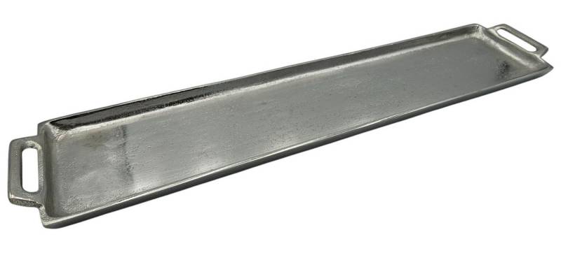 Meinposten Dekotablett Metalltablett Tablett Serviertablett lang 59 cm silber mit Henkel (1 St) von Meinposten
