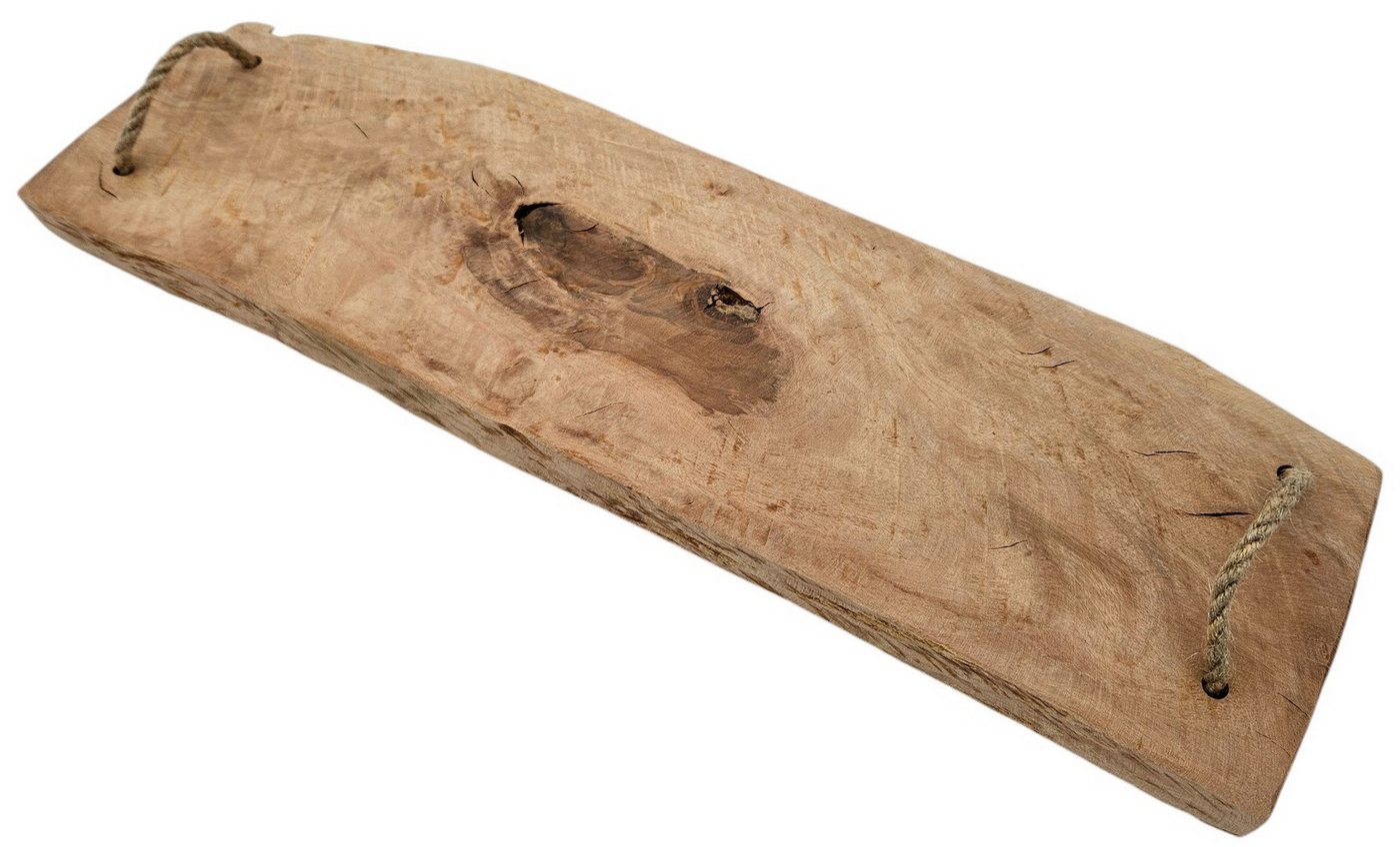 Meinposten Dekotablett Serviertablett Holz Servierbrett Anrichteplatte Platte Tablett braun (1 St), mit Kordel Griffe von Meinposten
