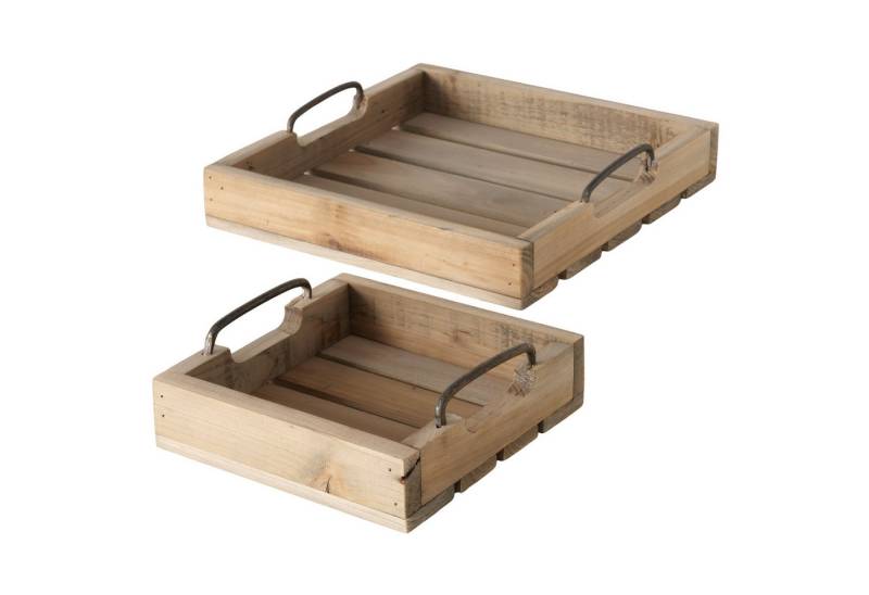 Meinposten Dekotablett Serviertablett Holztablett braun 30 cm Holz Metallgriff 2er Set (2 St., 2er Set) von Meinposten