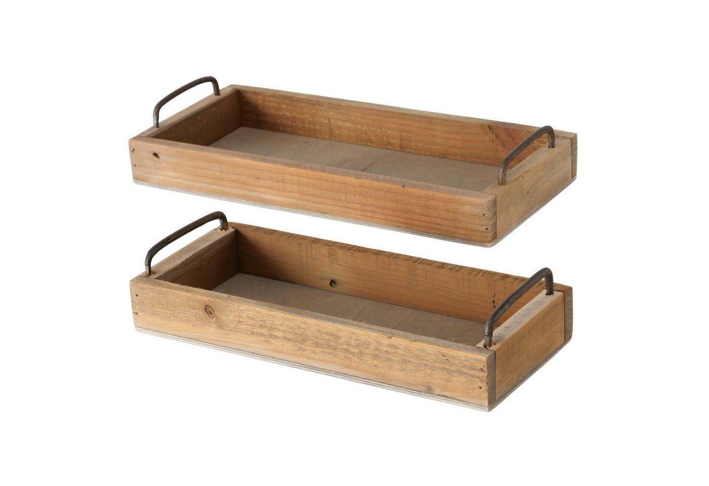 Meinposten Dekotablett Serviertablett Holztablett braun 38 cm Holz Metallgriff 2er Set (2 St., 2er Set) von Meinposten