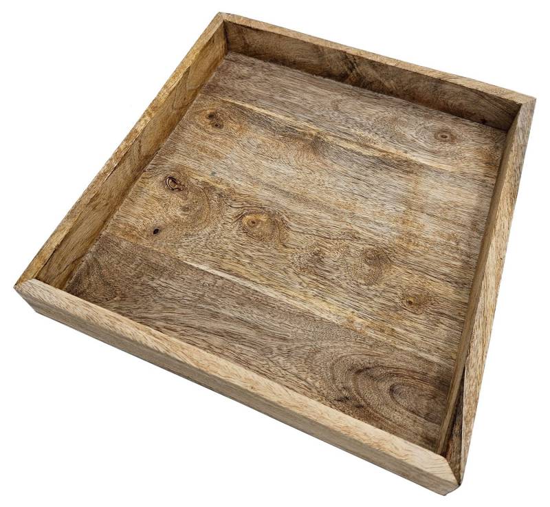 Meinposten Dekotablett Tablett Mangoholz Dekotablett massives Holz 30 x 30 cm (1 St) von Meinposten