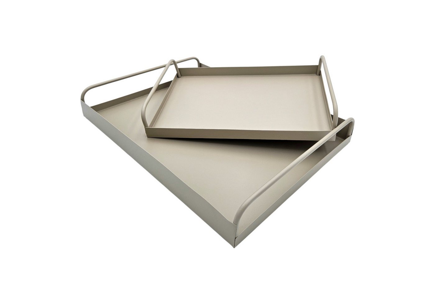 Meinposten Dekotablett Tablett Metall 2er Set Beige Modern Serviertablett 38x28/30x20 cm (2 St., 2er Set), mit Griffen von Meinposten