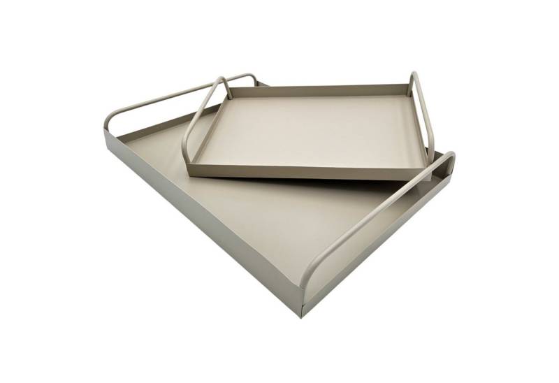 Meinposten Dekotablett Tablett Metall 2er Set Beige Modern Serviertablett 38x28/30x20 cm (2 St., 2er Set), mit Griffen von Meinposten