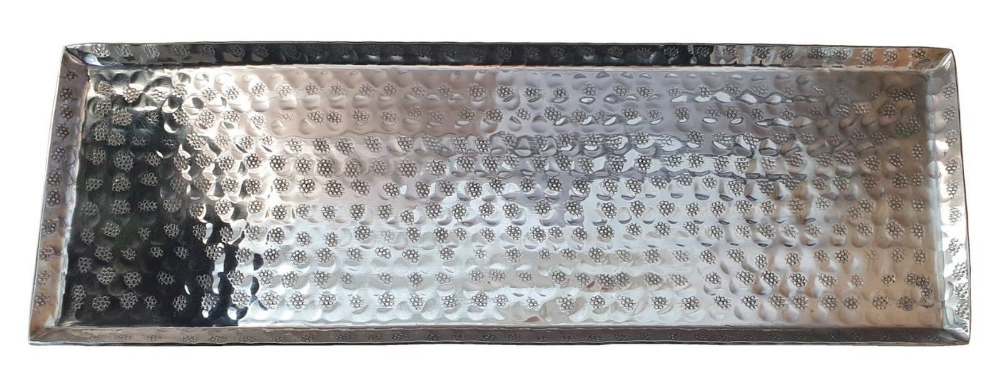 Meinposten Dekotablett silber Metall Deko Tischdeko 45x15 cm von Meinposten