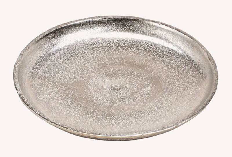 Meinposten Dekoteller Teller Tablett Dekoteller silber Metall Dekoschale Dekotablett 20 cm (1 St) von Meinposten