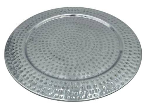 Meinposten Dekoteller XXL, 45 cm Durchmesser, Hammerschlag-Design, Silber, Aluminium Kerzentablett Dekoschale Meinposten Dekoteller XXL, 45 cm Durchmesser, Hammerschlag-Design, Silber, Aluminium Kerzentablett Dekoschale von Meinposten