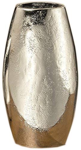 Meinposten Dekovase Vase Silber Metall rund oval Deko Metallvase Tischdeko Aluminium massiv (Ovale Vase, Höhe 22 cm) von Meinposten