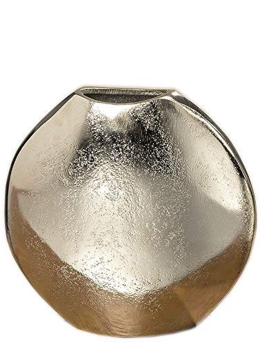 Meinposten Dekovase Vase Silber Metall rund oval Deko Metallvase Tischdeko Aluminium massiv (Runde Vase, Höhe 15,5 cm) von Meinposten