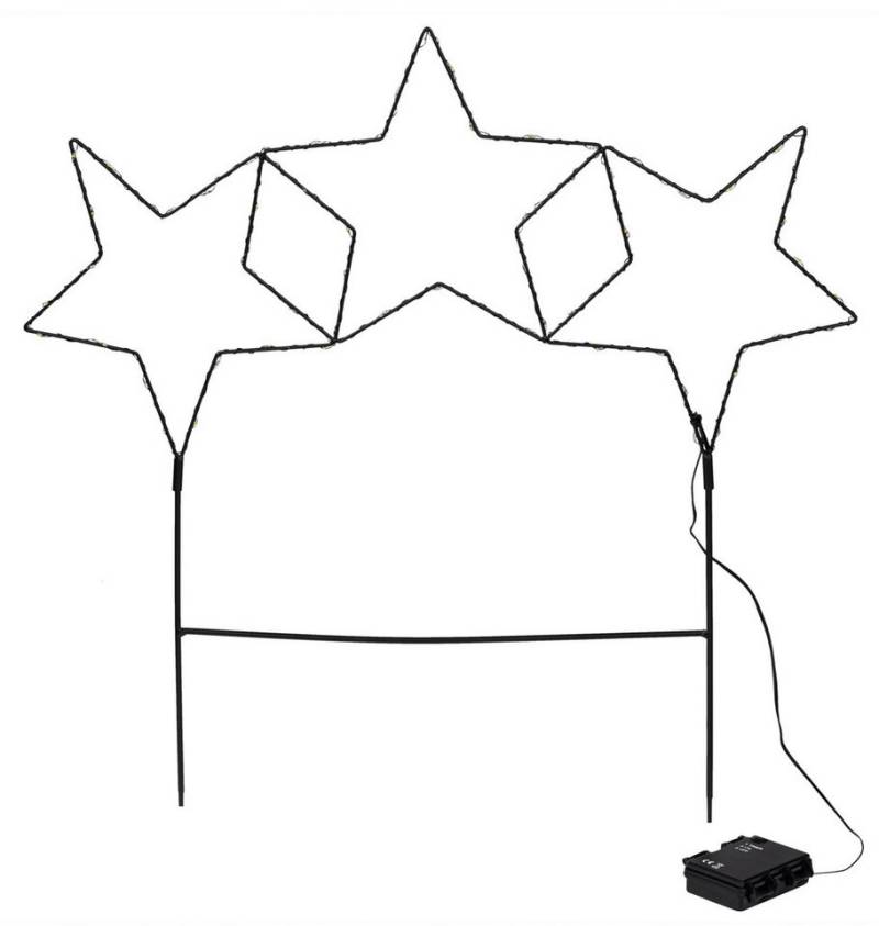 Meinposten Gartenstecker Stern LED Weihnachtsbeleuchtung Batterie Timer warmweiß 60x60 cm (1-St) von Meinposten