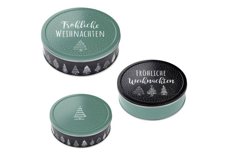 Meinposten Keksdose Gebäckdose Metall rund 3er Set Winter Vorrat Fröhliche Weihnachten, metall, (3-tlg., 3er Set) von Meinposten