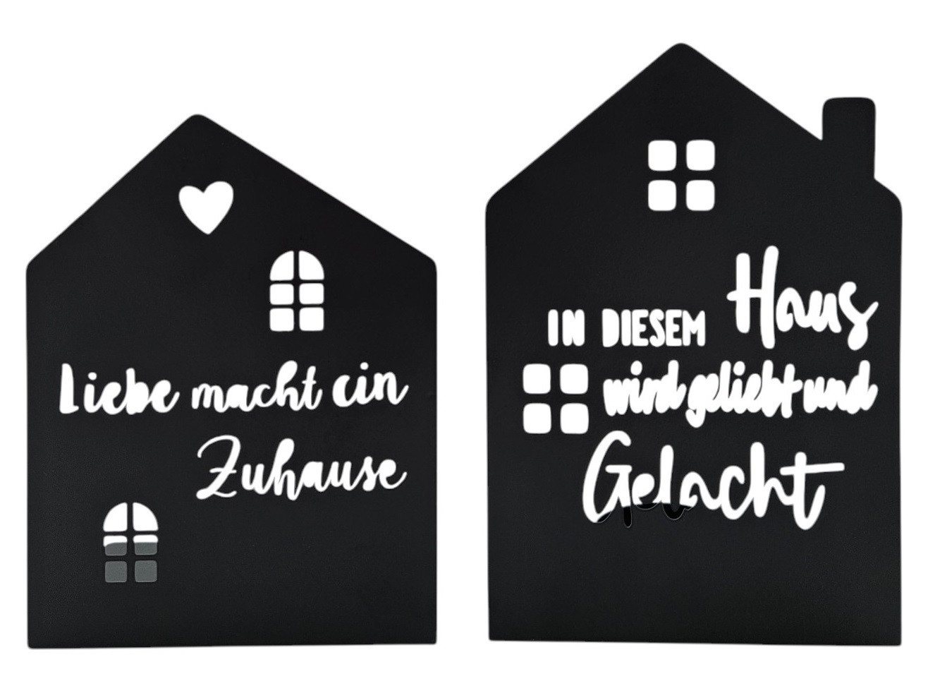 Meinposten Kerzenhalter Teelichthalter Haus schwarz 2er Set Kerzenhalter Metall (2 St., 2er Set) von Meinposten