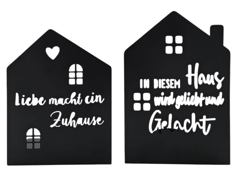 Meinposten Kerzenhalter Teelichthalter Haus schwarz 2er Set Kerzenhalter Metall (2 St., 2er Set) von Meinposten